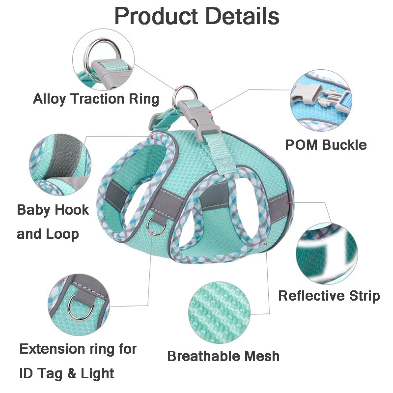 Reflective Mesh Dog Harness & Leash Set - Breathable for Small to Medium Dogs