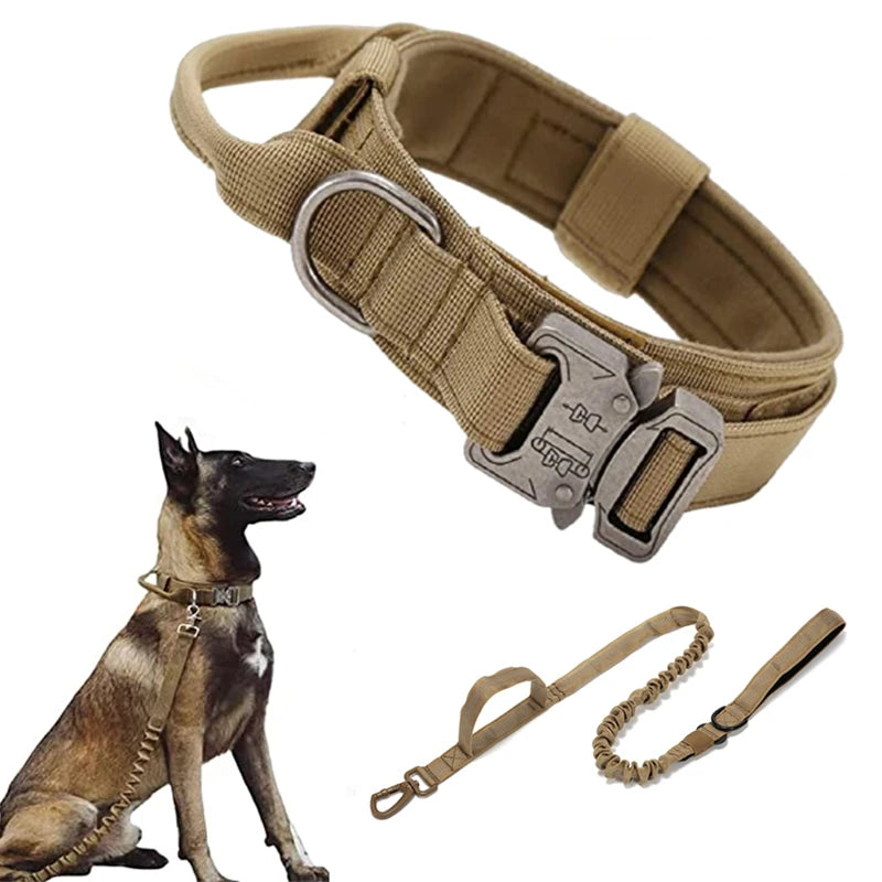 Durable Tactical Dog Collar & Leash Set - Adjustable Military Gear for Large Breeds