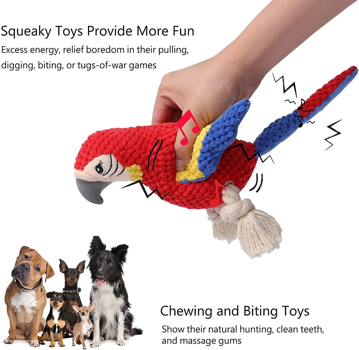 Indestructible Plush Parrot Dog Toy - Squeaky & Durable