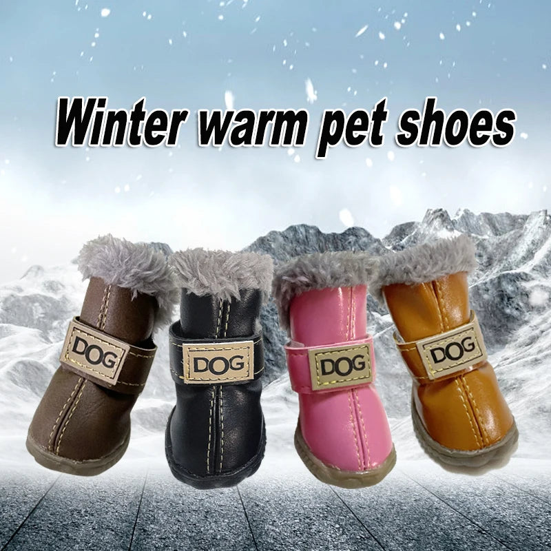 Winter Warm Pet Shoes - Non-Slip with Hook & Loop Closure for All Sizes