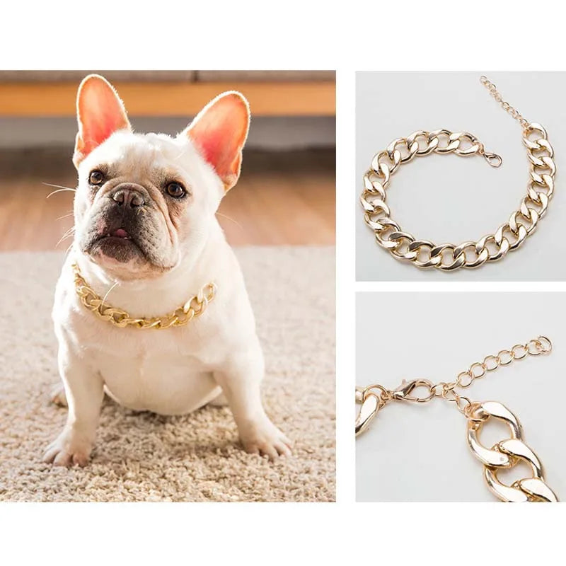 Fashion Dog Chain Collar - Gold/Silver Plated for Small & Medium Dogs