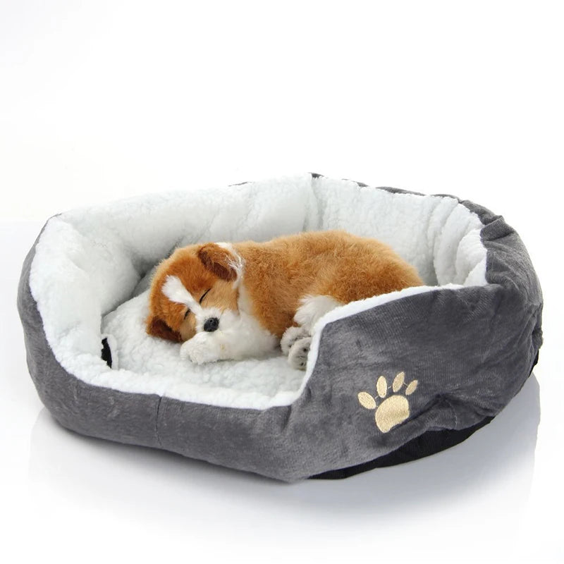 Warm Plush Dog Sofa Bed - Washable & Cozy for Small Pets