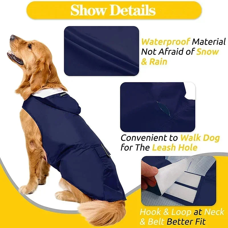 Waterproof Reflective Dog Raincoat - For Small to Large Breeds