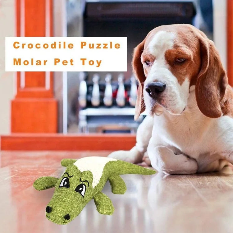 Interactive Plush Alligator Dog Toy - Chew & Squeak Fun for Pets