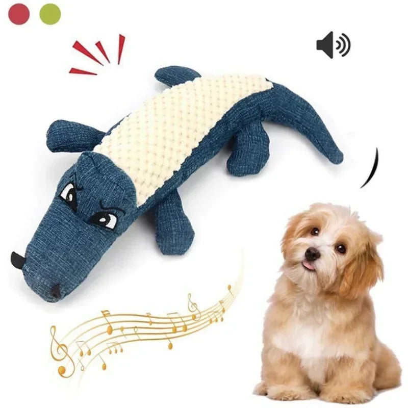 Interactive Plush Alligator Dog Toy - Chew & Squeak Fun for Pets