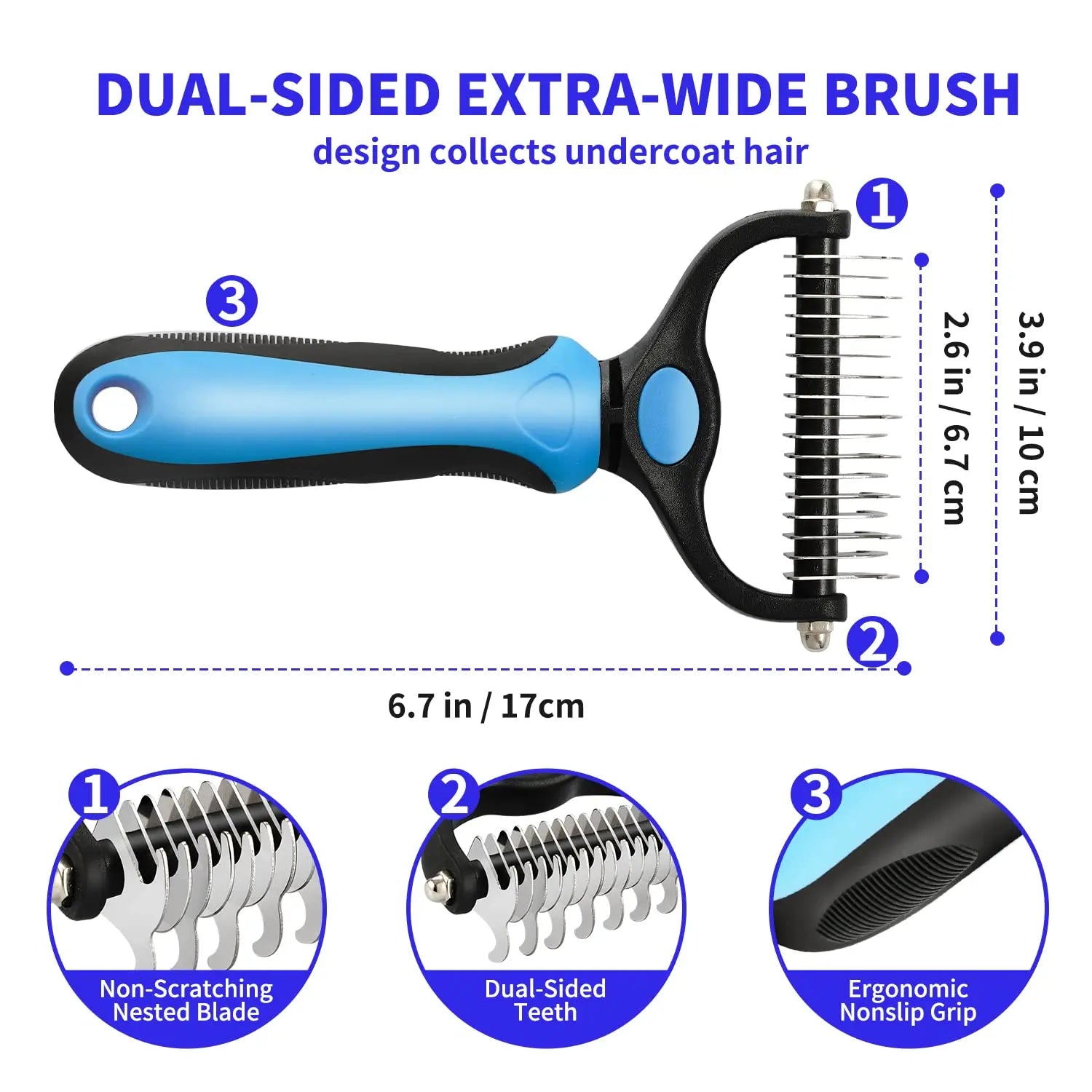 Professional Pet Deshedding Brush – Dog & Cat Fur Remover