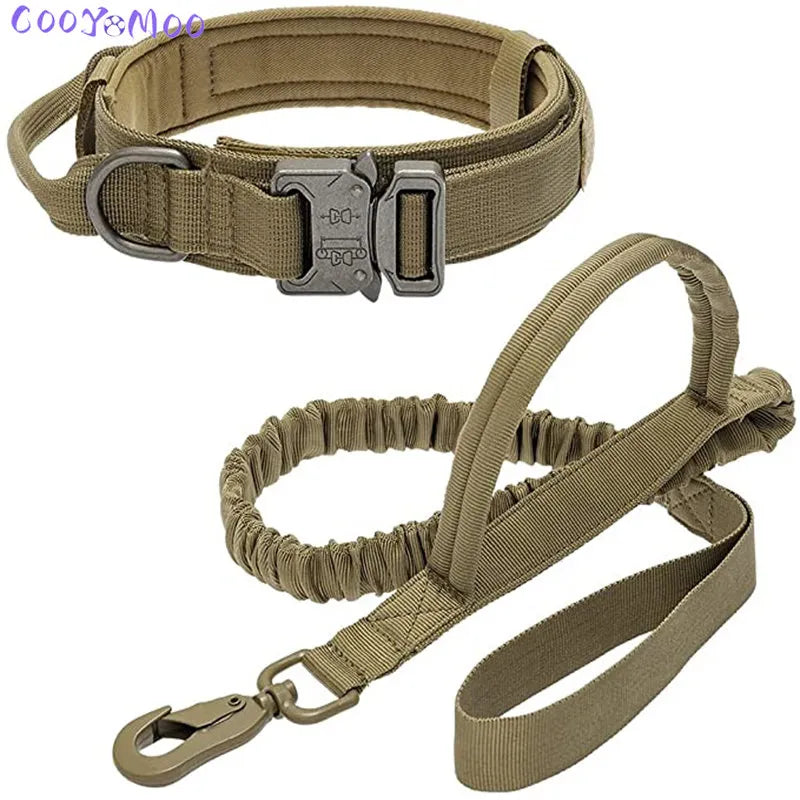 Durable Tactical Dog Collar & Leash Set - Adjustable Military Gear for Large Breeds