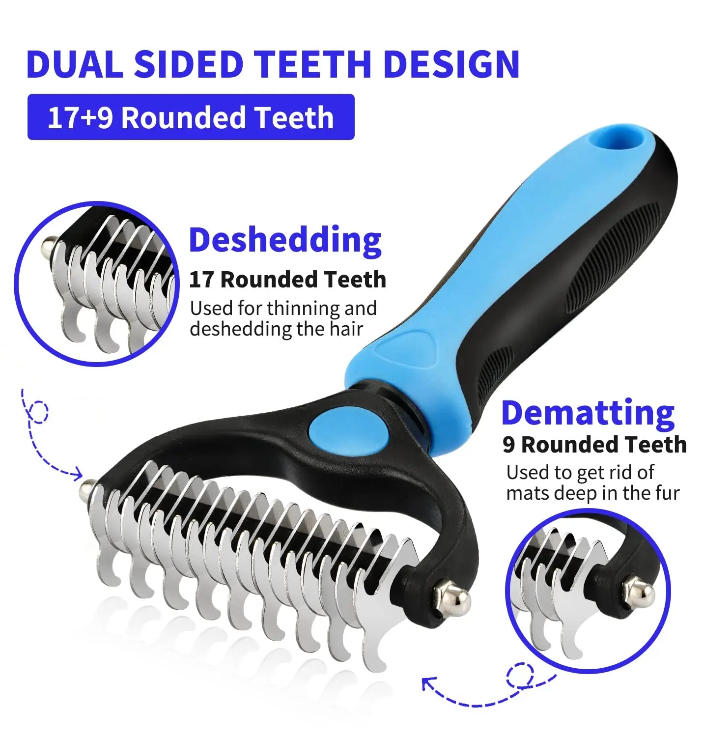 Professional Pet Deshedding Brush – Dog & Cat Fur Remover