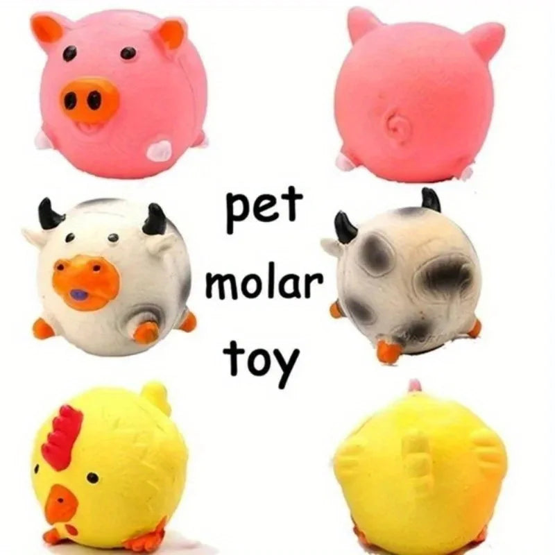 Eco-Friendly Squeaky Dog Chew Toys - Pigs, Cows & Chickens