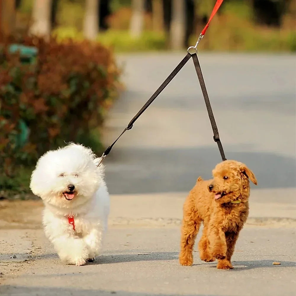 Dual Dog Leash Coupler - Nylon Double Leash for Walking Two Dogs