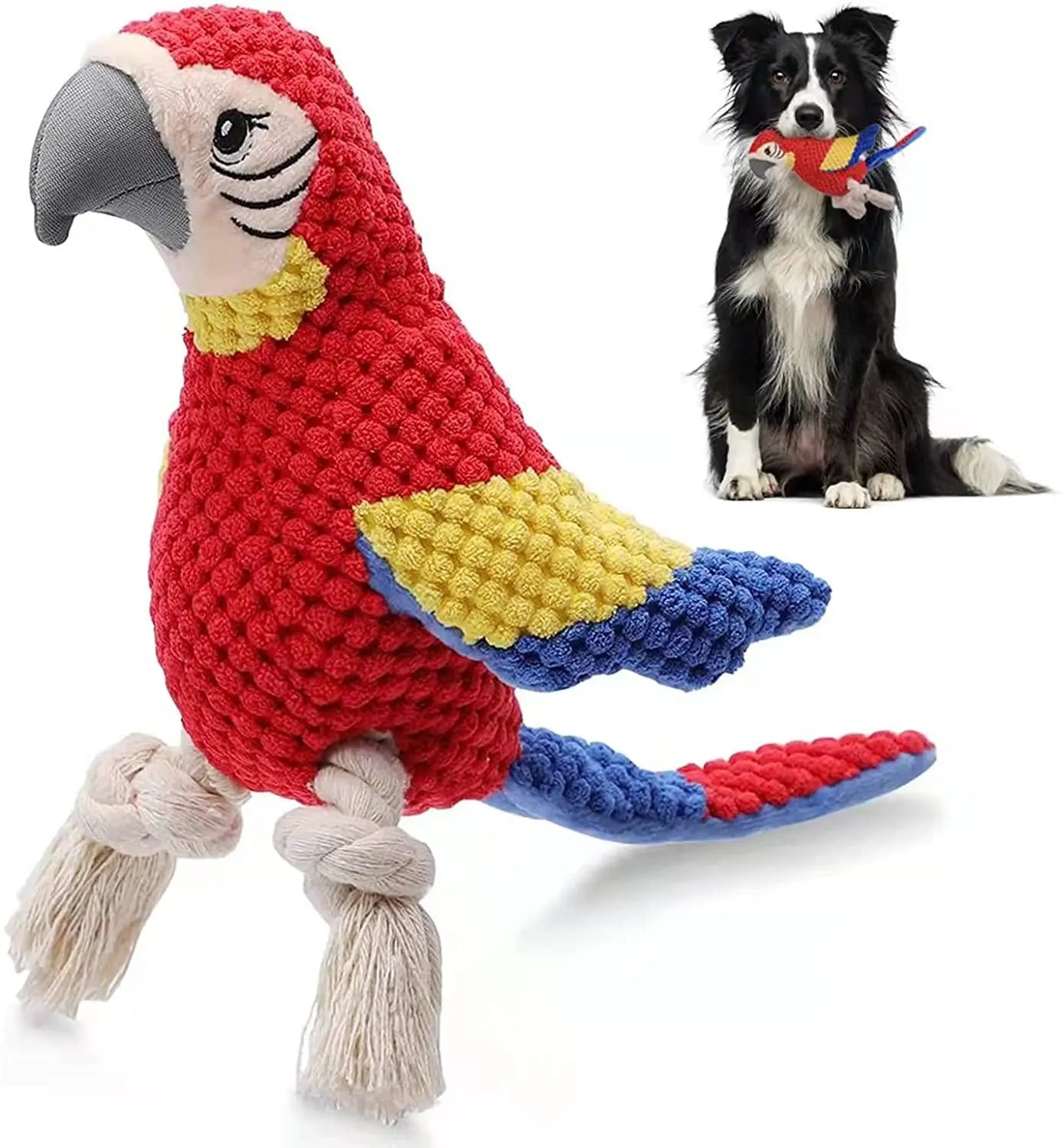 Indestructible Plush Parrot Dog Toy - Squeaky & Durable