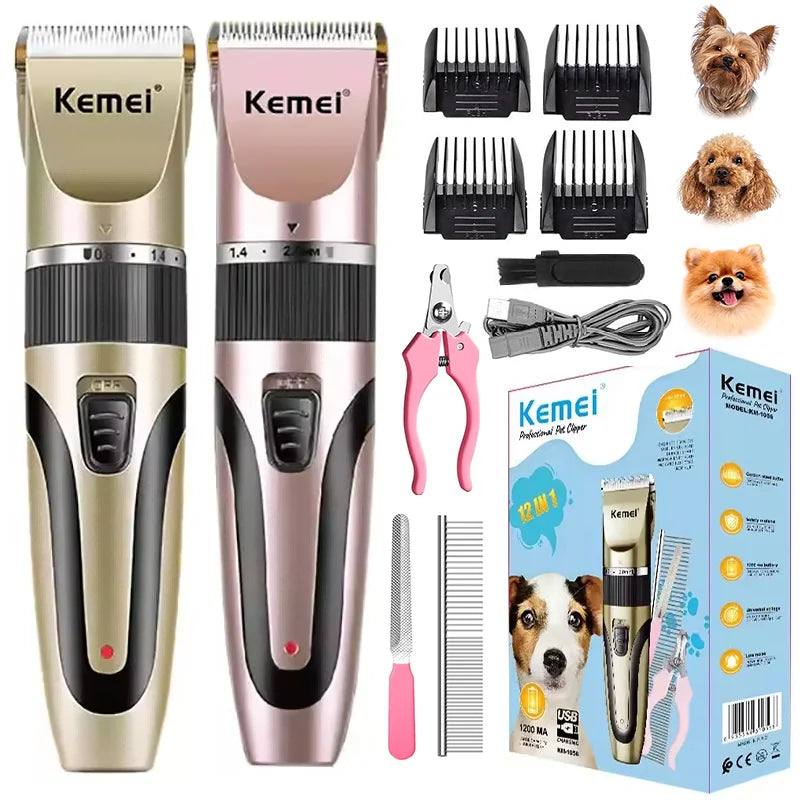 Professional Pet Grooming Clipper Kit - Rechargeable Dog & Cat Hair Trimmer