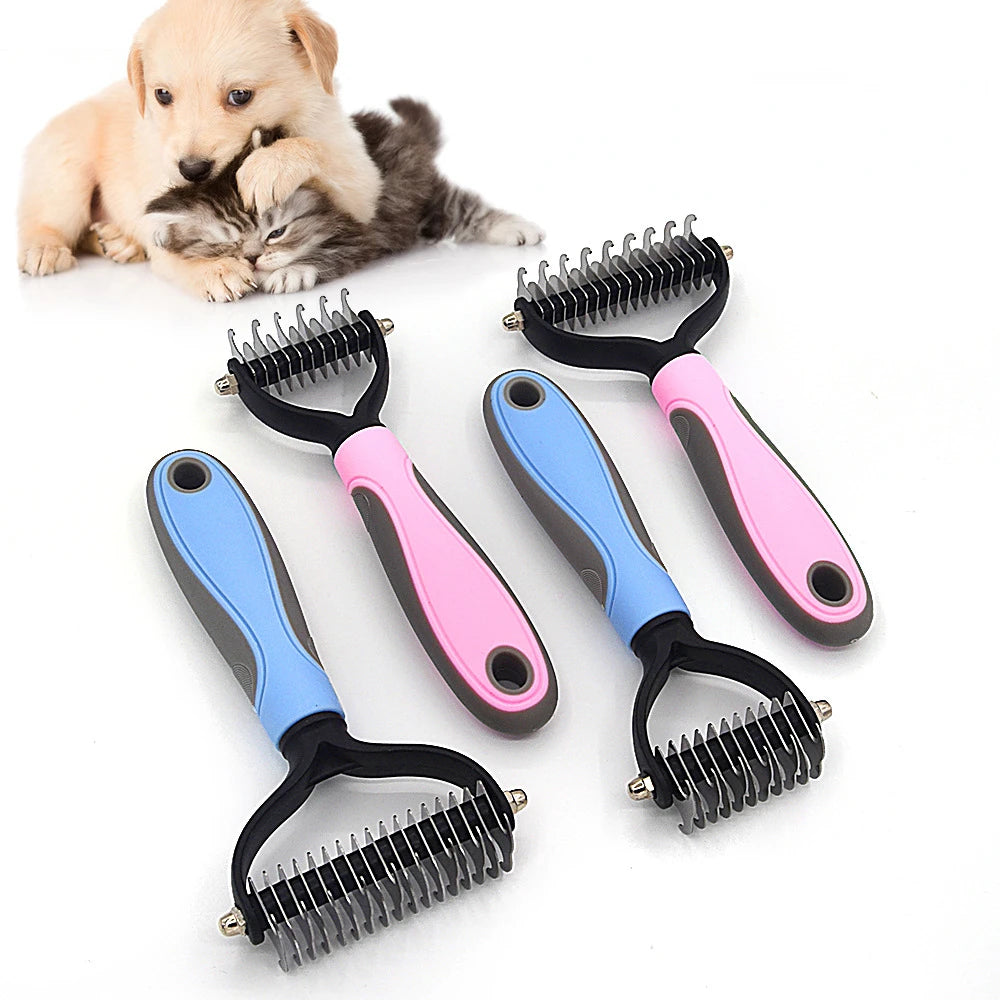 Professional Pet Deshedding Brush – Dog & Cat Fur Remover