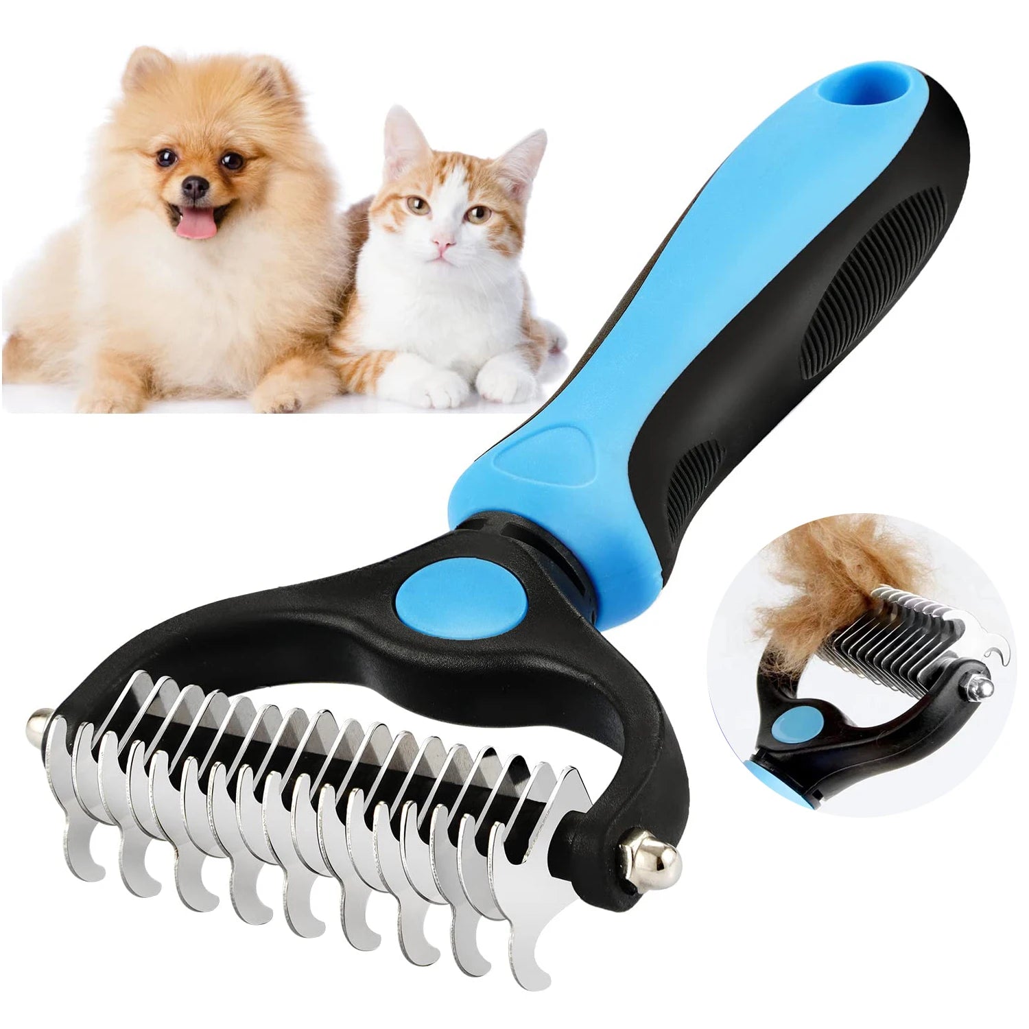 Professional Pet Deshedding Brush – Dog & Cat Fur Remover