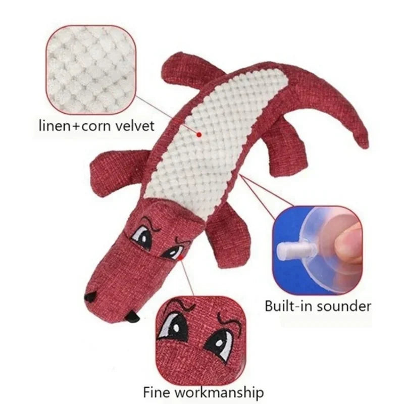 Interactive Plush Alligator Dog Toy - Chew & Squeak Fun for Pets